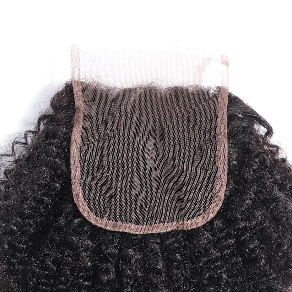 Afro Kinky Curly Closure Swiss Lace Natural Color Brazilian Human Hair 4x4 Lace Closure 10-18 Inch Remy Hair Gabrielle