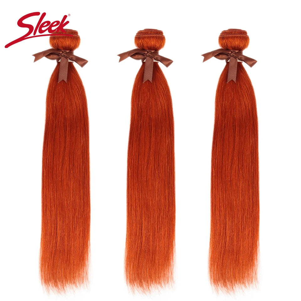 Sleek Brazilian Straight Orange Human Hair Blonde Ginger Orange and Red Color Hair Bundles Remy Hair Extension For Black Women