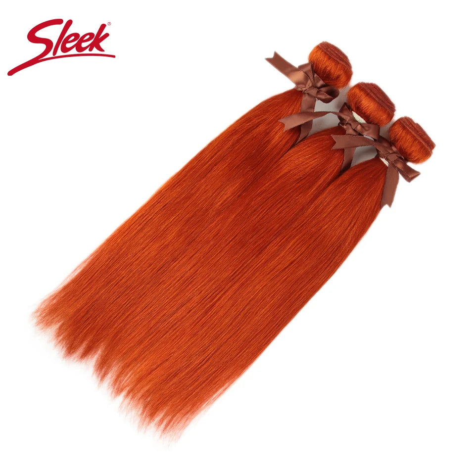 Sleek Brazilian Straight Orange Human Hair Blonde Ginger Orange and Red Color Hair Bundles Remy Hair Extension For Black Women