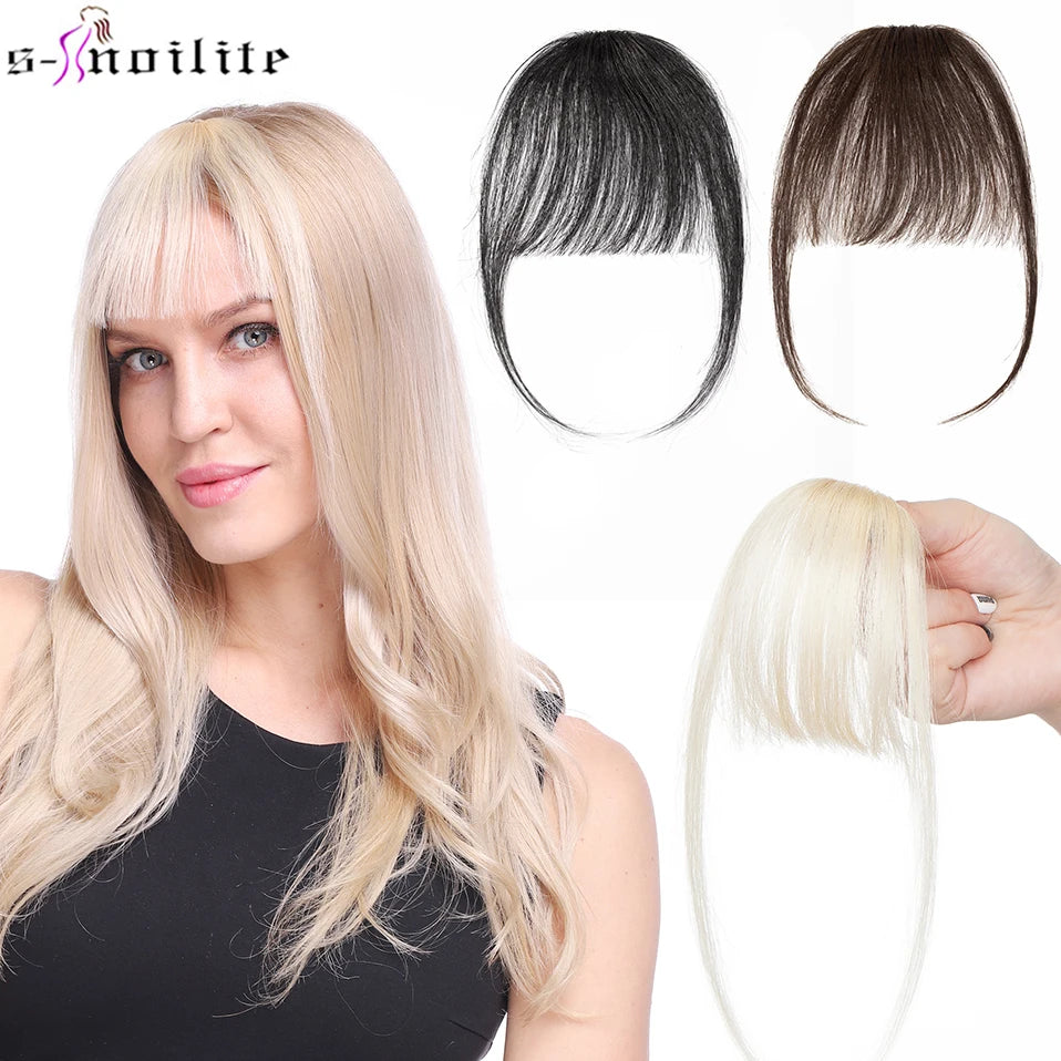 S-noilite 3g Air Bangs Wig Human Natural Black Brown Thin Invisible Fake Hairpiece Clip In Fringe Human Hair Extension For Women