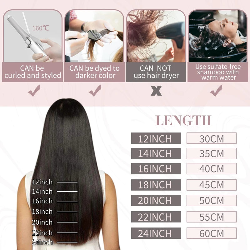 [16 Colors] Ugeat Clip in Hair Extensions Human Hair 14-22" Double Weft Remy Hair Full Head Clip in Extensions for Woman 7Pcs