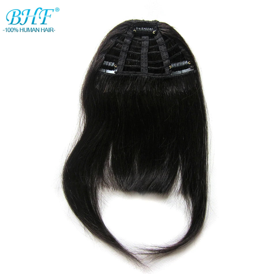 BHF Human Hair Bangs 8inch 20g Front 3 clips in Straight Remy Natural Human Hair Fringe All Colors