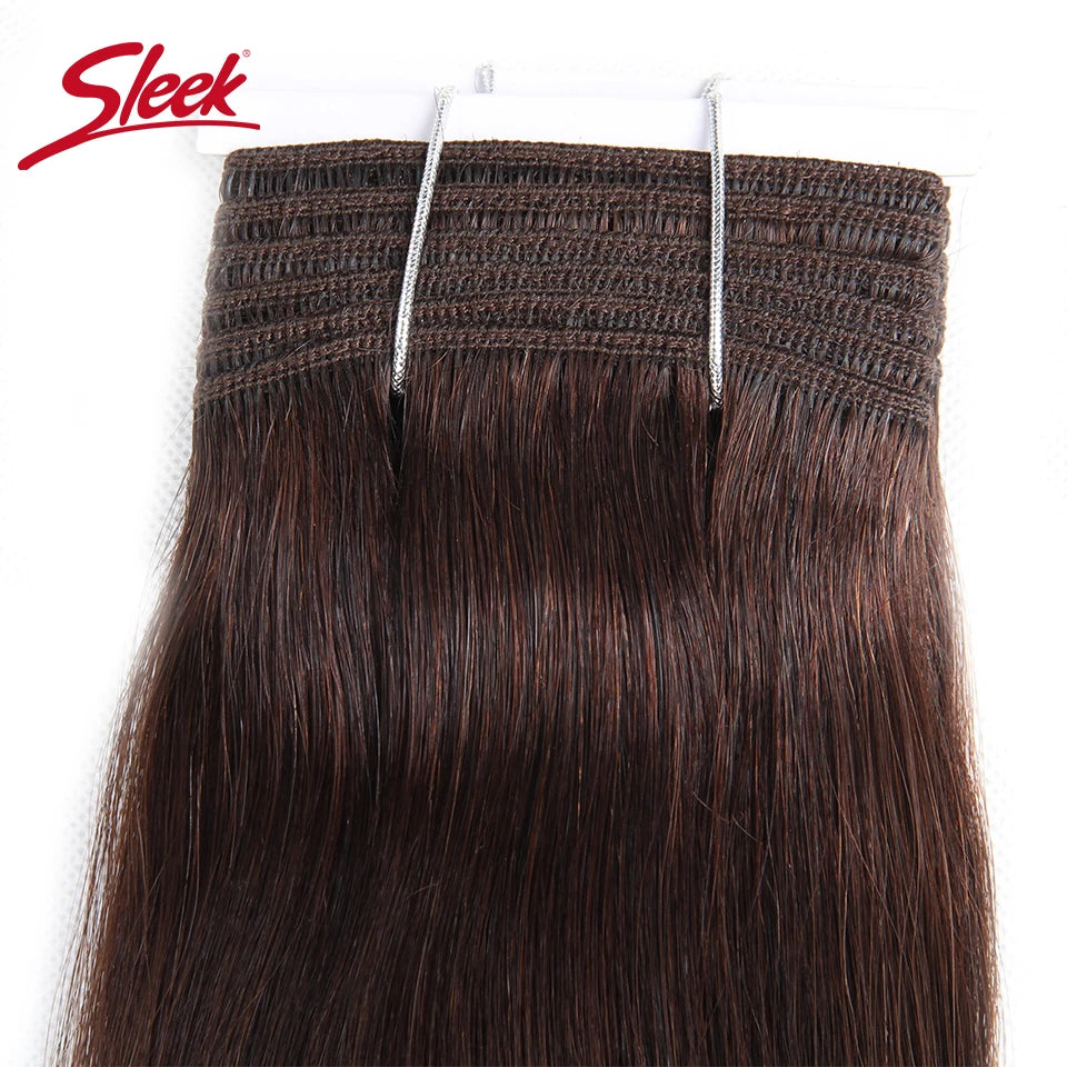 Sleek Straight Double Drawn Brazilian Brown Color 4 Straight Hair Bundles Colored 2# 6# 8# 33# Natural Remy Human Hair Bundles