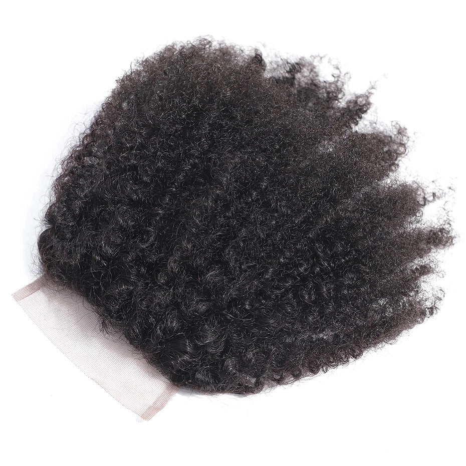 Afro Kinky Curly Closure Swiss Lace Natural Color Brazilian Human Hair 4x4 Lace Closure 10-18 Inch Remy Hair Gabrielle