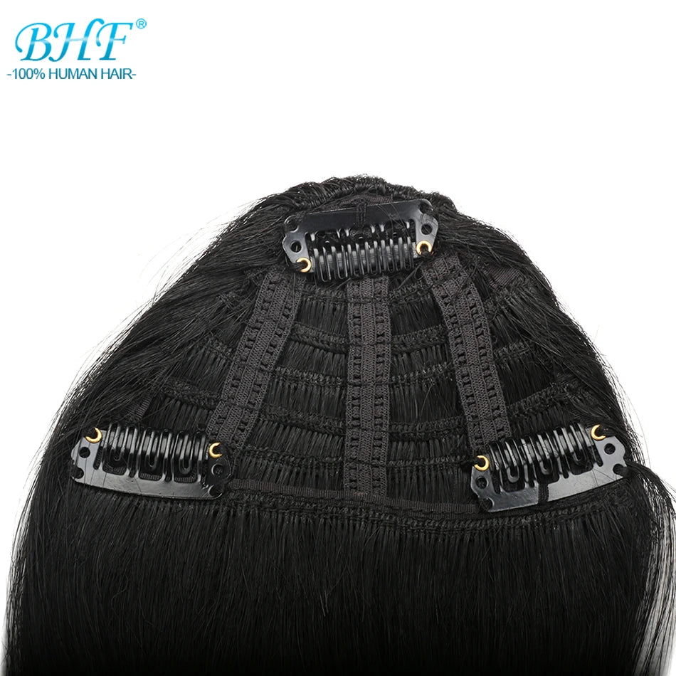 BHF Human Hair Bangs 8inch 20g Front 3 clips in Straight Remy Natural Human Hair Fringe All Colors