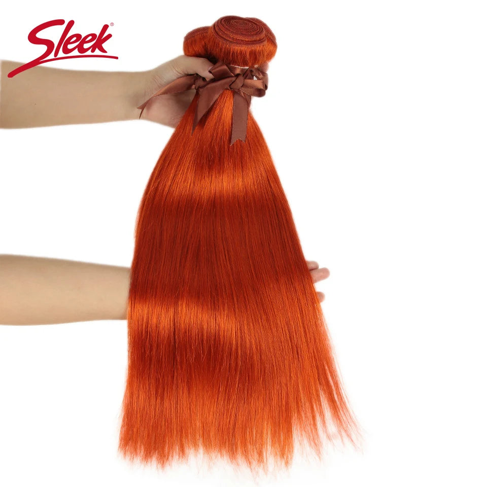 Sleek Brazilian Straight Orange Human Hair Blonde Ginger Orange and Red Color Hair Bundles Remy Hair Extension For Black Women