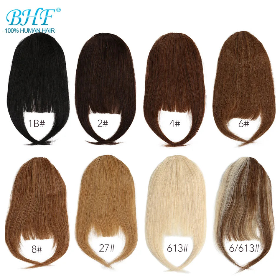 BHF Human Hair Bangs 8inch 20g Front 3 clips in Straight Remy Natural Human Hair Fringe All Colors