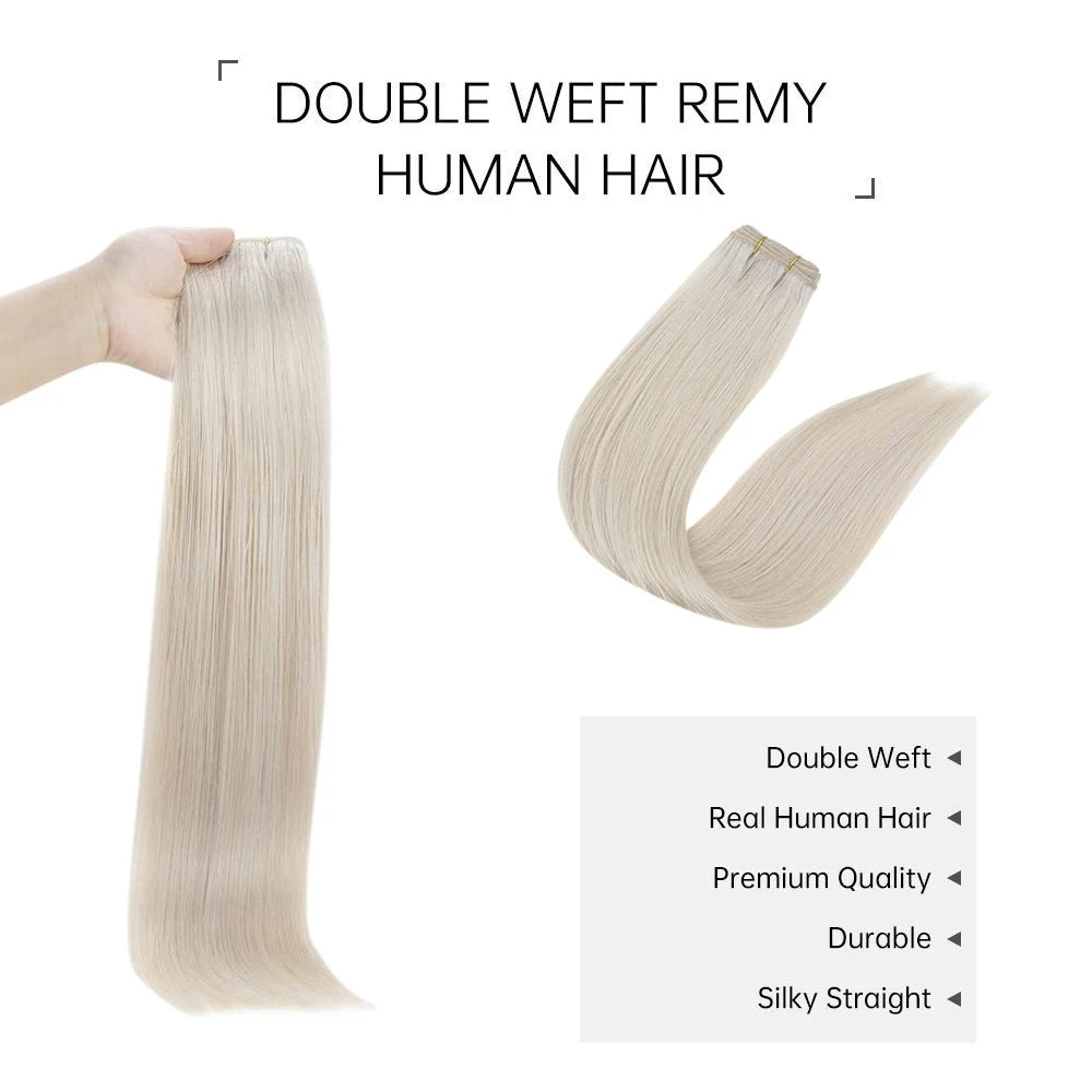 Ugeat Hair Weft Extensions Human Hair 14-24" Soft Natural Hair Bundles for Women Hair Weaves 100G Sew in Hair Extensions