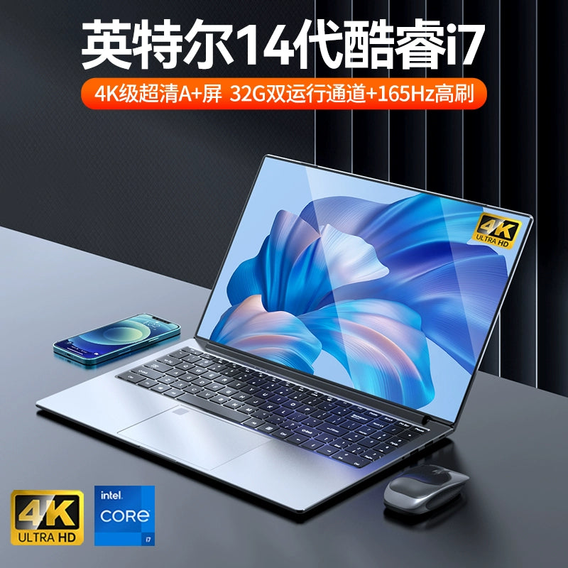 [2024 New Core I9] Laptop High Configuration Intel I7 Thin and Portable 14/17-Inch Student Ultra-Thin Office Flagship Official Authentic Products Satchel Single Display Gaming Electronic Sports