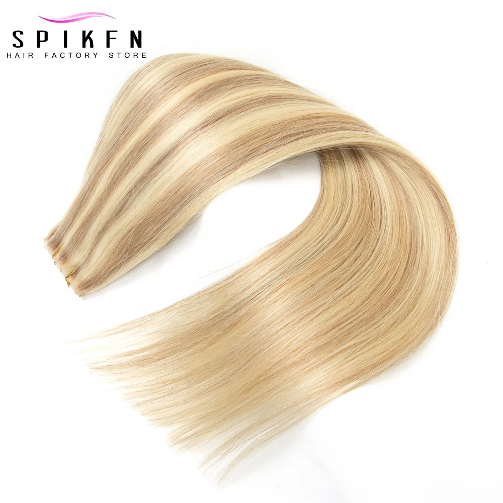 Invisible PU Hole Weft Human Hair Extensions 16" 20" 24" Micro Loop XO Weft Hair Bundles Straight Double Inject Weft Hair