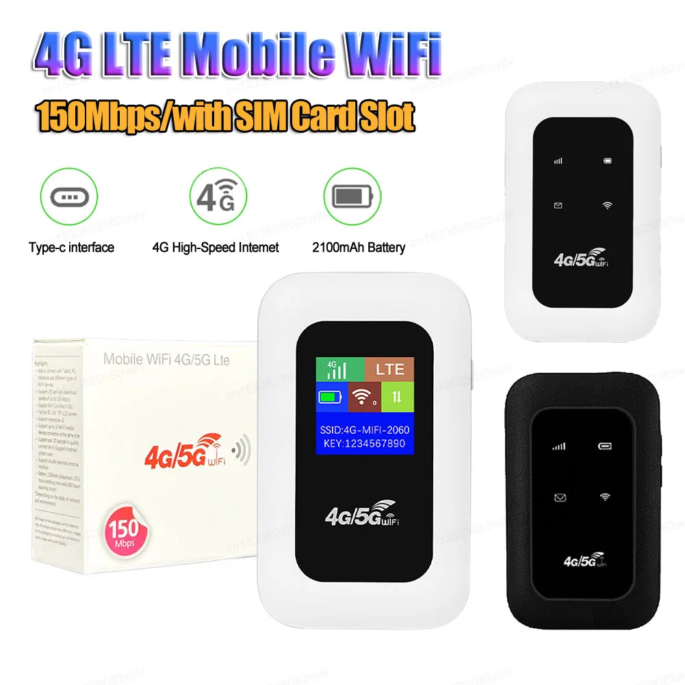 4G LTE Mobile WiFi Router with SIM Card Slot 150Mbps Mini Outdoor Hotspot Portable WiFi Router for Home Office RV Camping