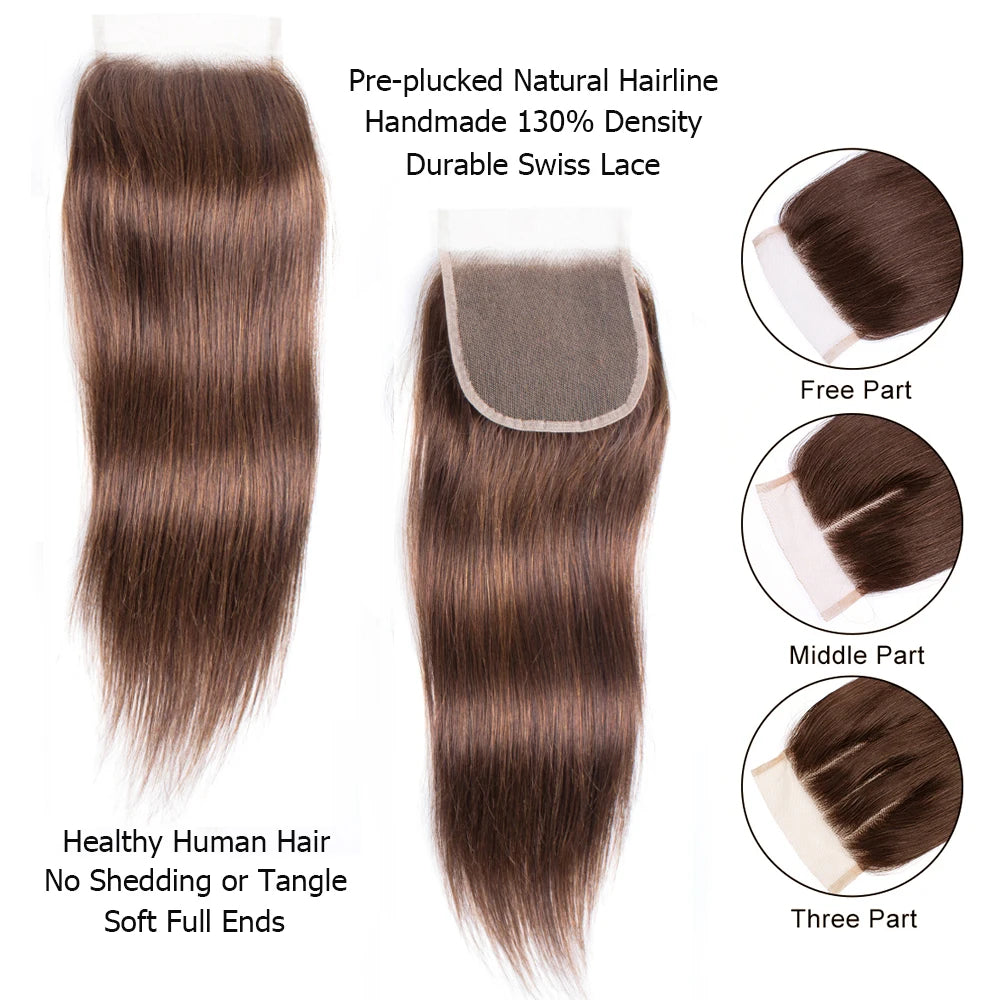 4x4 Transparent Lace Closure Straight Remy Human Hair 1B30 Ombre Auburn Hightlight 27 Honey Blonde Dark Brown Black Color 613