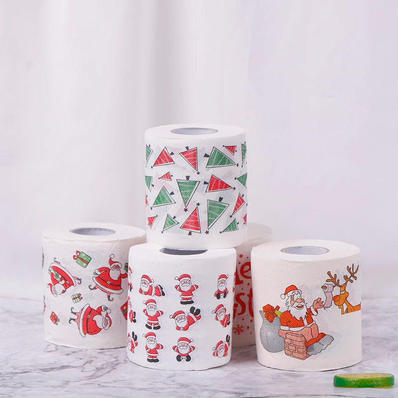 1pc Christmas Table Napkin Home Santa Claus Bath Toilet Roll Paper Xmas Decor Tissue