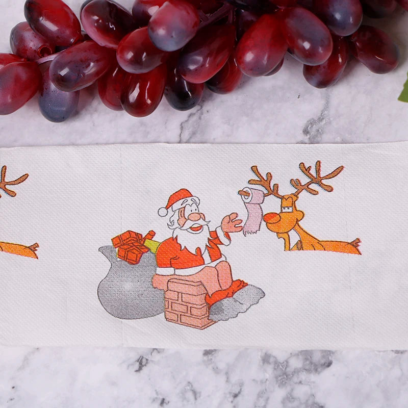 1pc Christmas Table Napkin Home Santa Claus Bath Toilet Roll Paper Xmas Decor Tissue