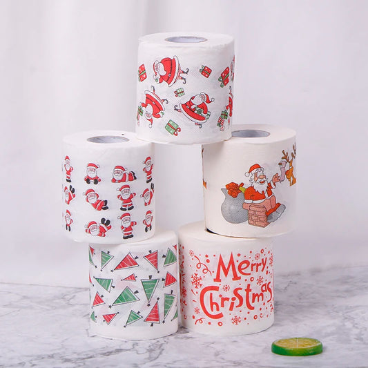 1pc Christmas Table Napkin Home Santa Claus Bath Toilet Roll Paper Xmas Decor Tissue