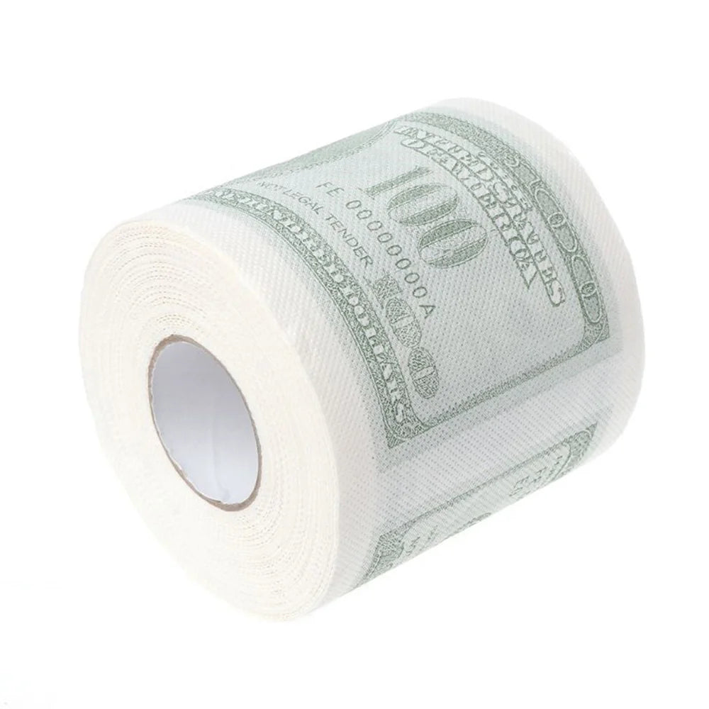 Funny One Hundred Dollar Bill Toilet Roll Paper Money Roll $100 Novel Gift Toilet Tissue Sanitary Paper Wood Pulp Paper