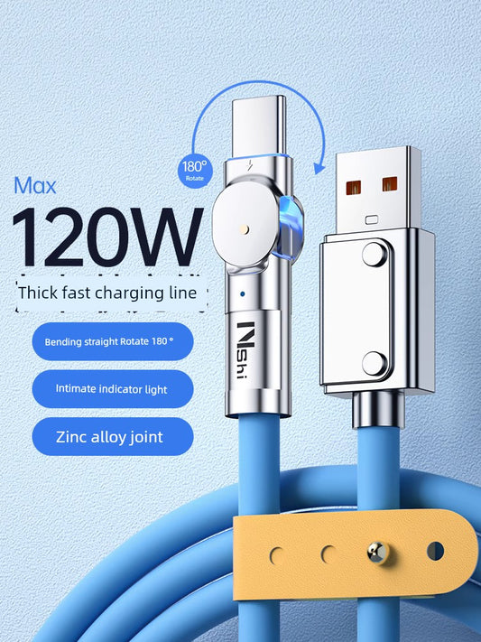 Suitable for Typec Data Cable 120W Fast Charge 6A for Huawei Vivo Xiaomi Oppo Rotatable Tpyc Super Charger Tpyec Long Mobile Phone Topc Android Flash Charge Car Tapyc