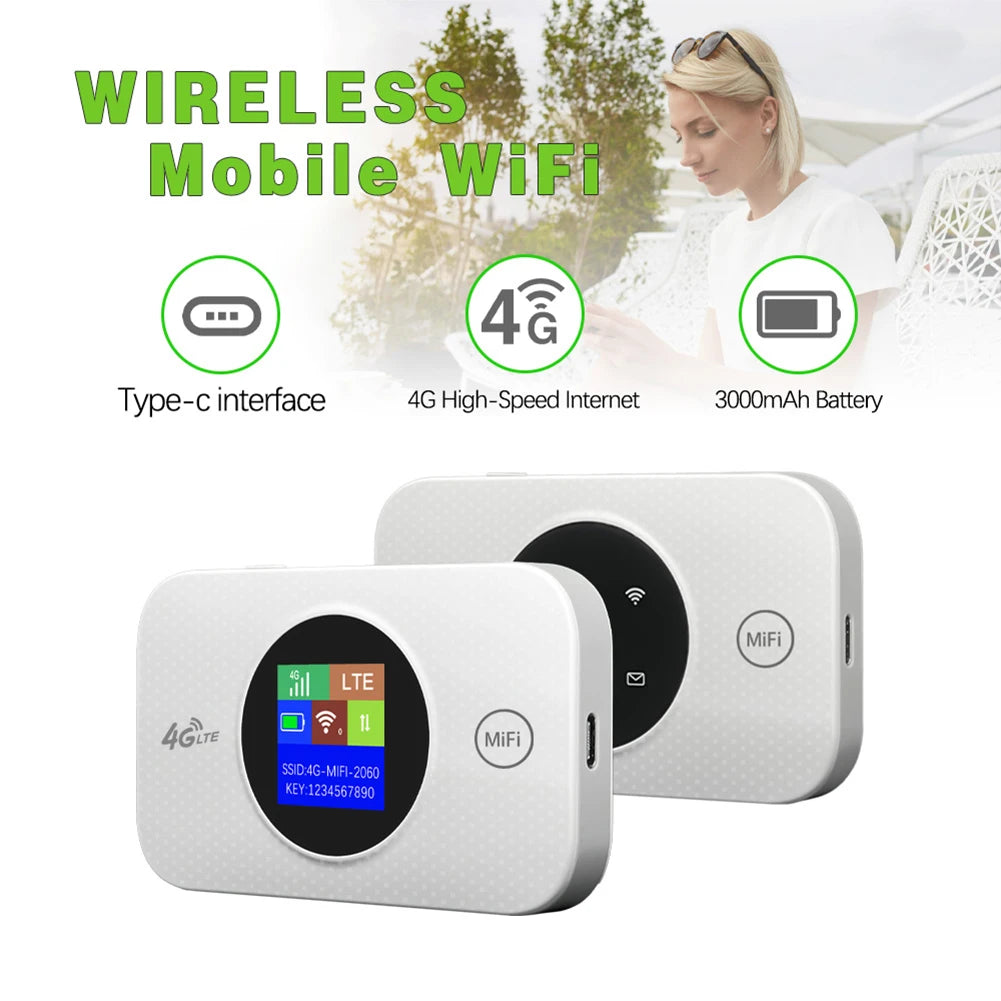 4G Lte Router Wireless Wifi Portable Modem Mini Outdoor Hotspot Pocket Mifi 150Mbps with Sim Card Slot Repeater 3000mah