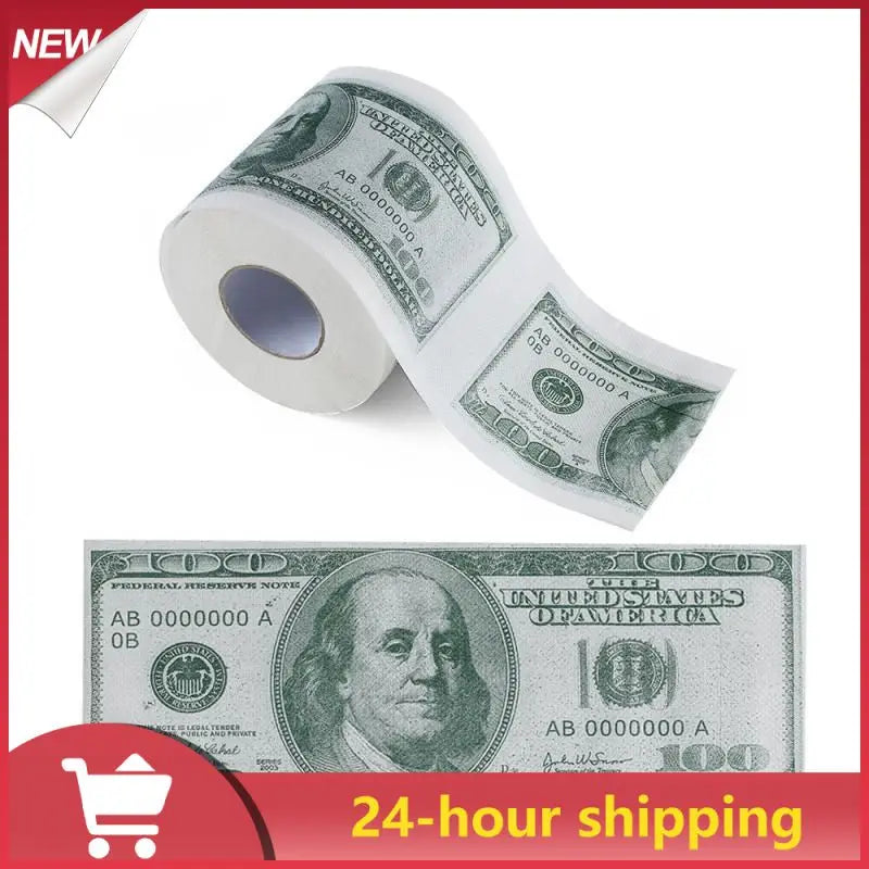 Funny One Hundred Dollar Bill Toilet Roll Paper Money Roll $100 Novel Gift Toilet Tissue Sanitary Paper Wood Pulp Paper