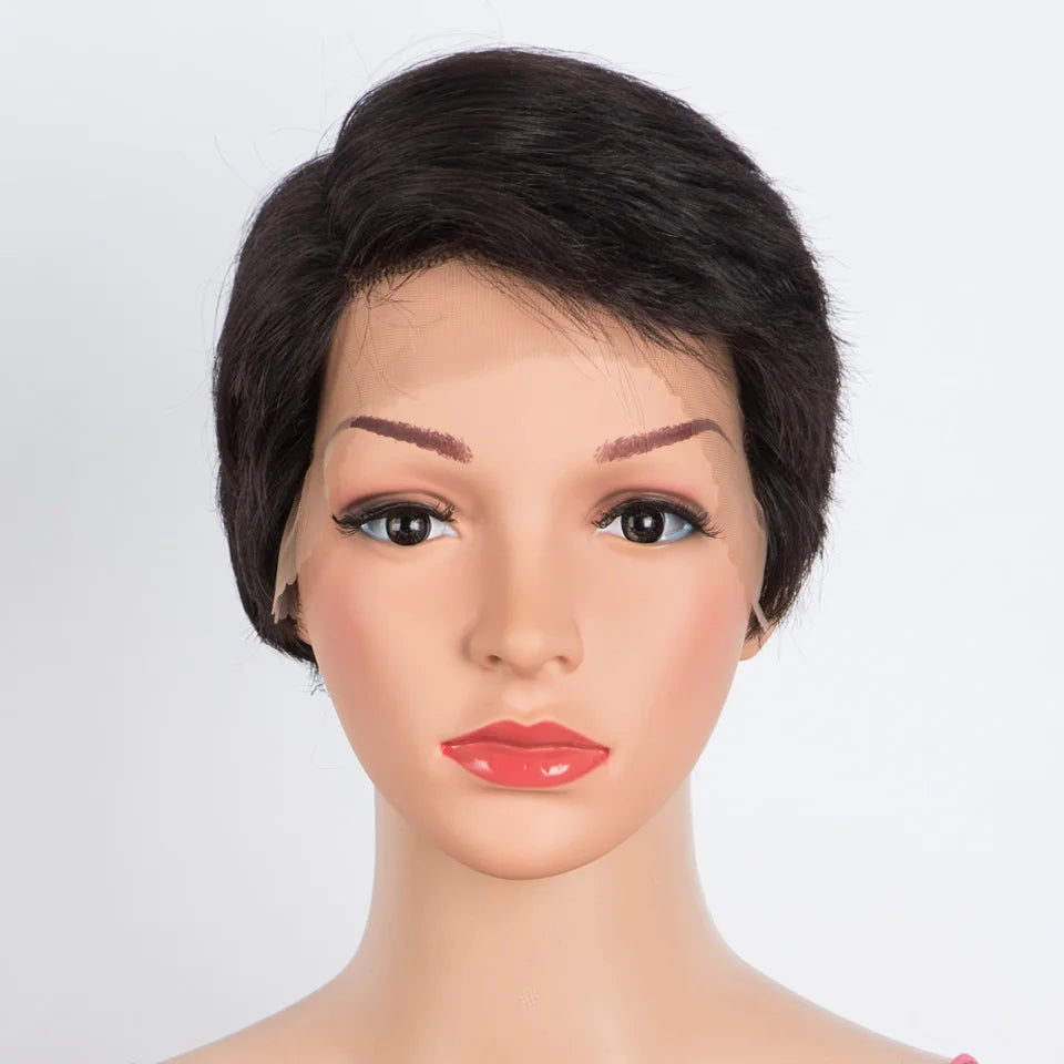 Trueme Short Pixie Cut Lace Wig Colored Brazilian Lace Front Human Hair Wigs Ombre Blonde Brown Part Lace Human Wigs For Women