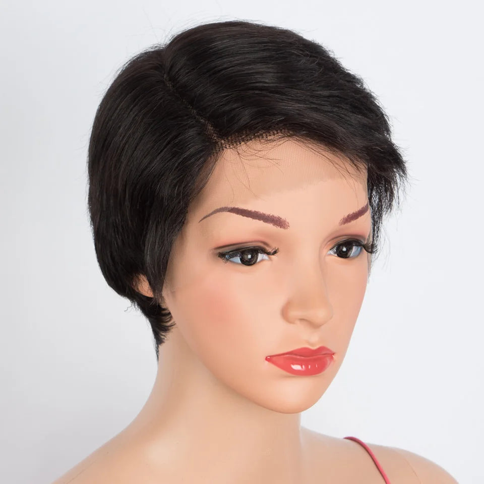 Trueme Short Pixie Cut Lace Wig Colored Brazilian Lace Front Human Hair Wigs Ombre Blonde Brown Part Lace Human Wigs For Women