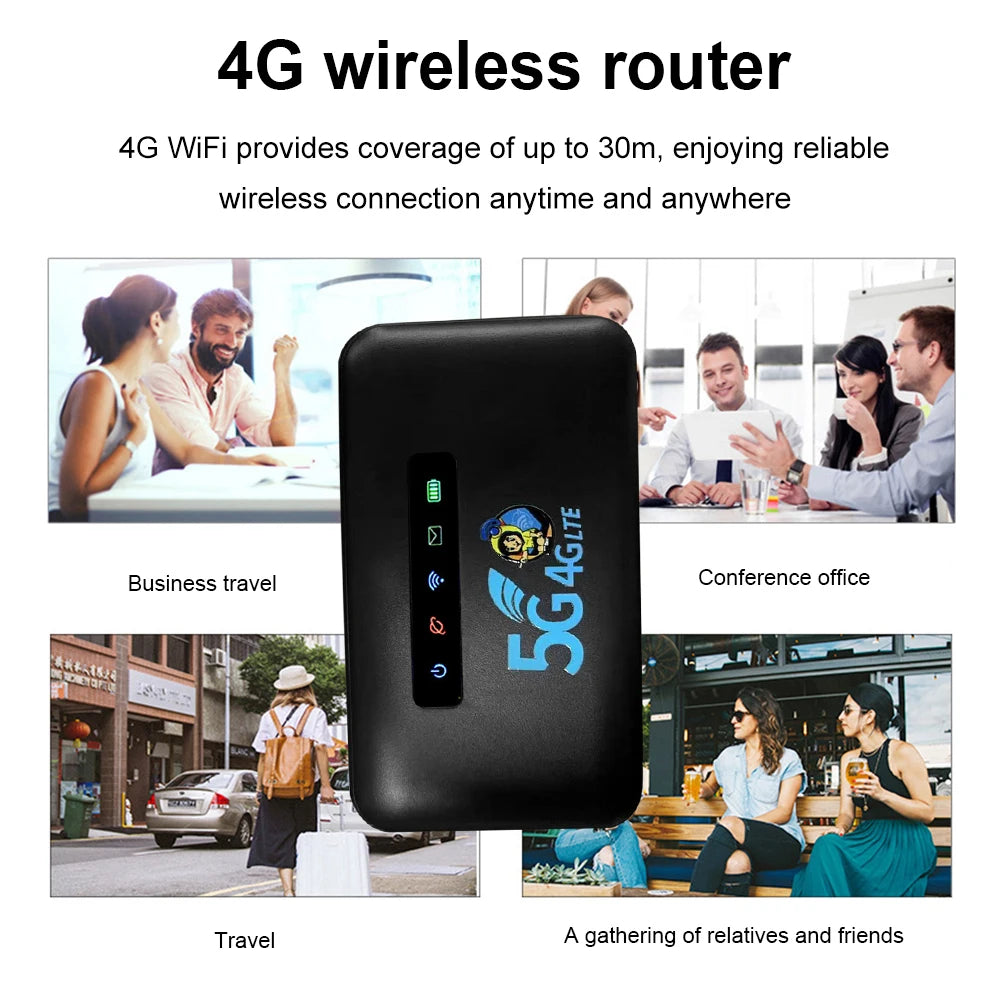 Pocket Wireless WiFi Router 4G 150Mbps Portable Modem Router WiFi Dongle Mobile Hotspot Network Card Adapter for Outdoor Home