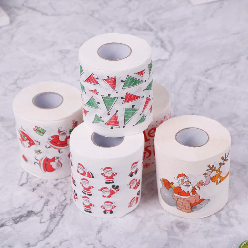 1pc Christmas Table Napkin Home Santa Claus Bath Toilet Roll Paper Xmas Decor Tissue