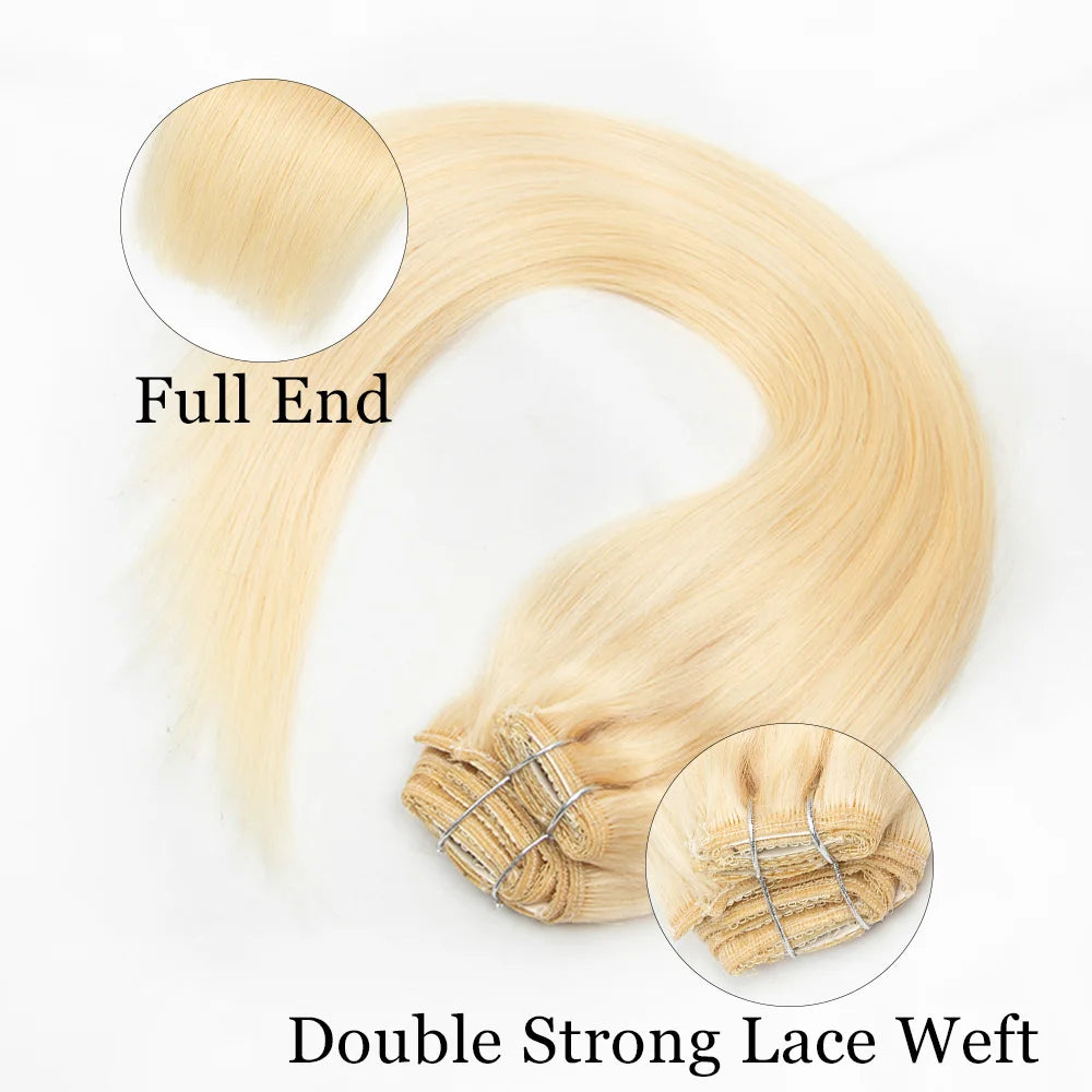 Straight Human Hair Clip in Extensions Woman Real Natural Hair 7pcs Double Weft Human Hair Extension Black Brown Blonde Clip Ins