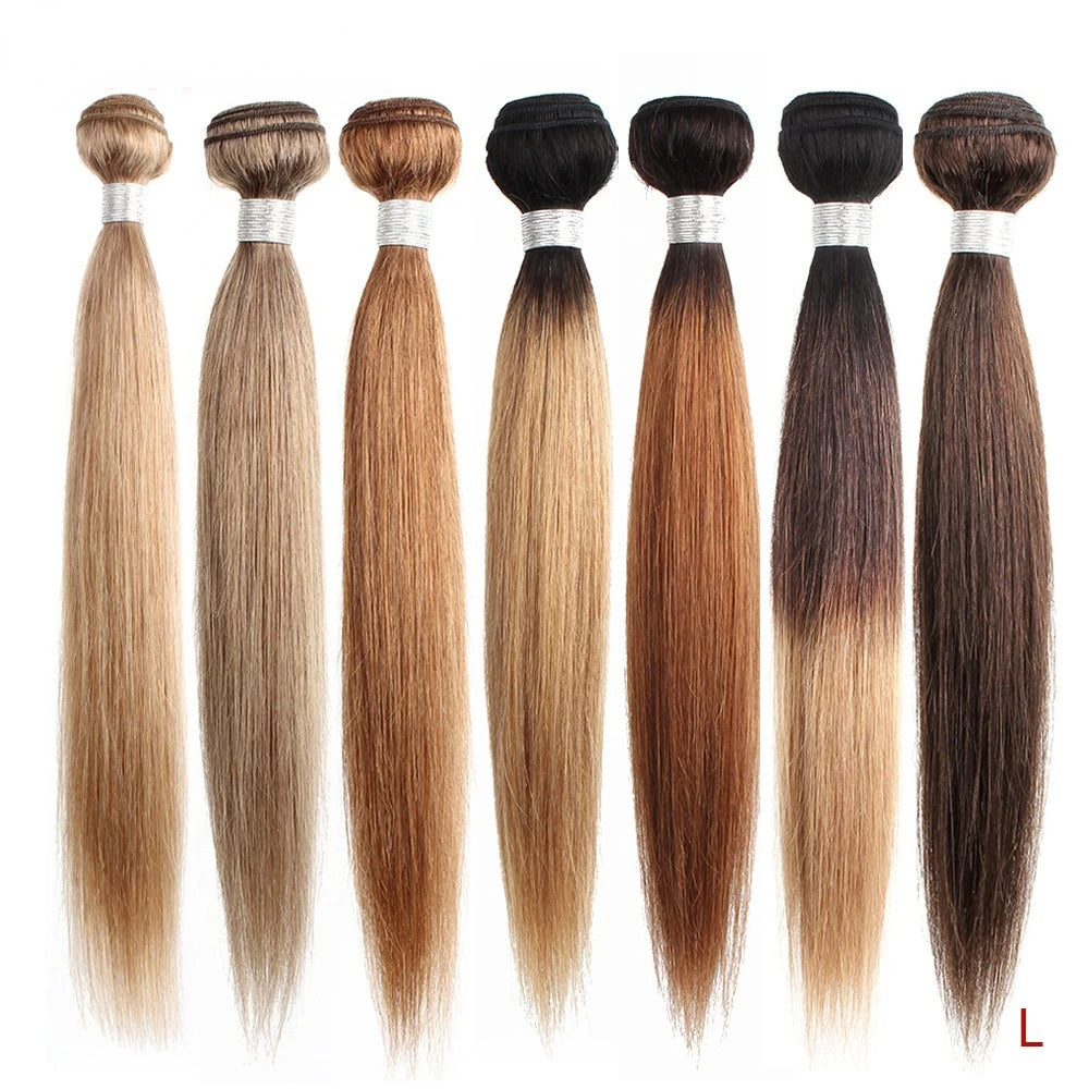 Mogul Hair 1 Pc Straight Hair Bundles Color 8 Ash Blonde Color 27 Honey Blonde Hair Weave Bundles Remy Human Hair Extension