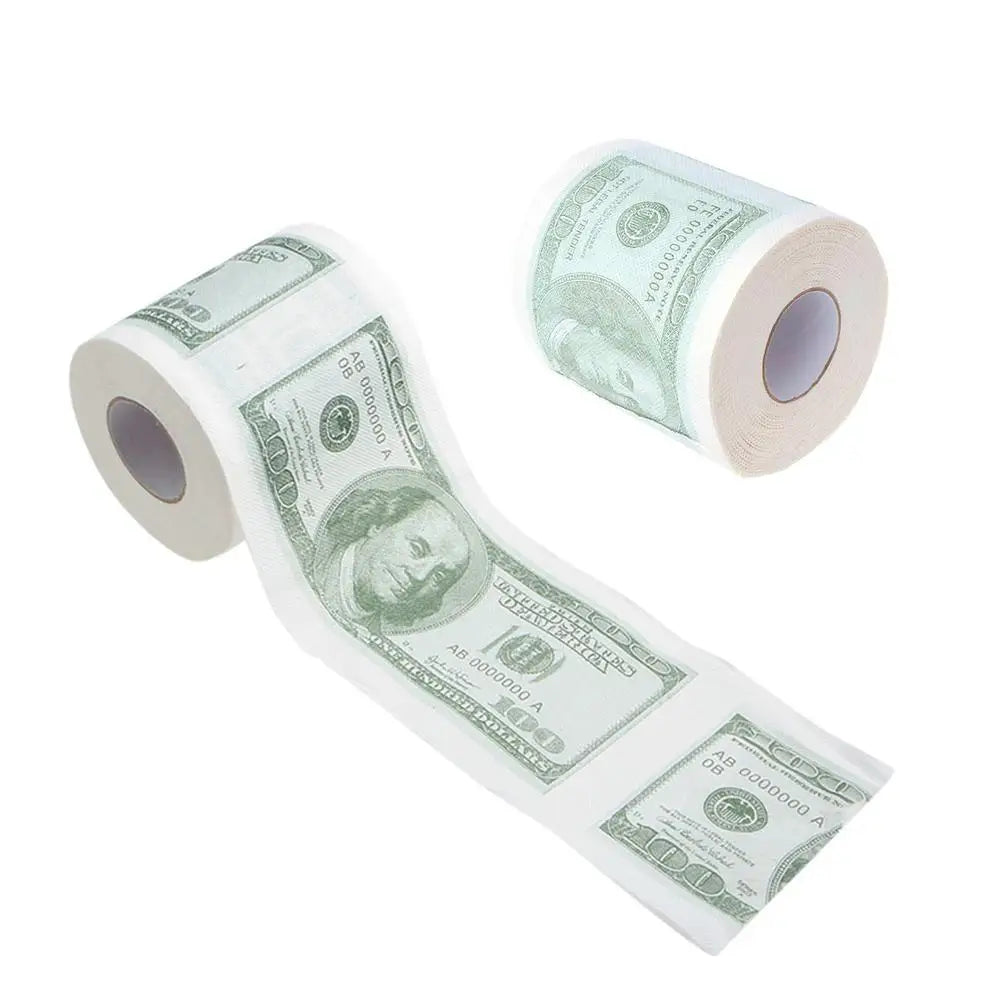 Funny One Hundred Dollar Bill Toilet Roll Paper Money Roll $100 Novel Gift Toilet Tissue Sanitary Paper Wood Pulp Paper