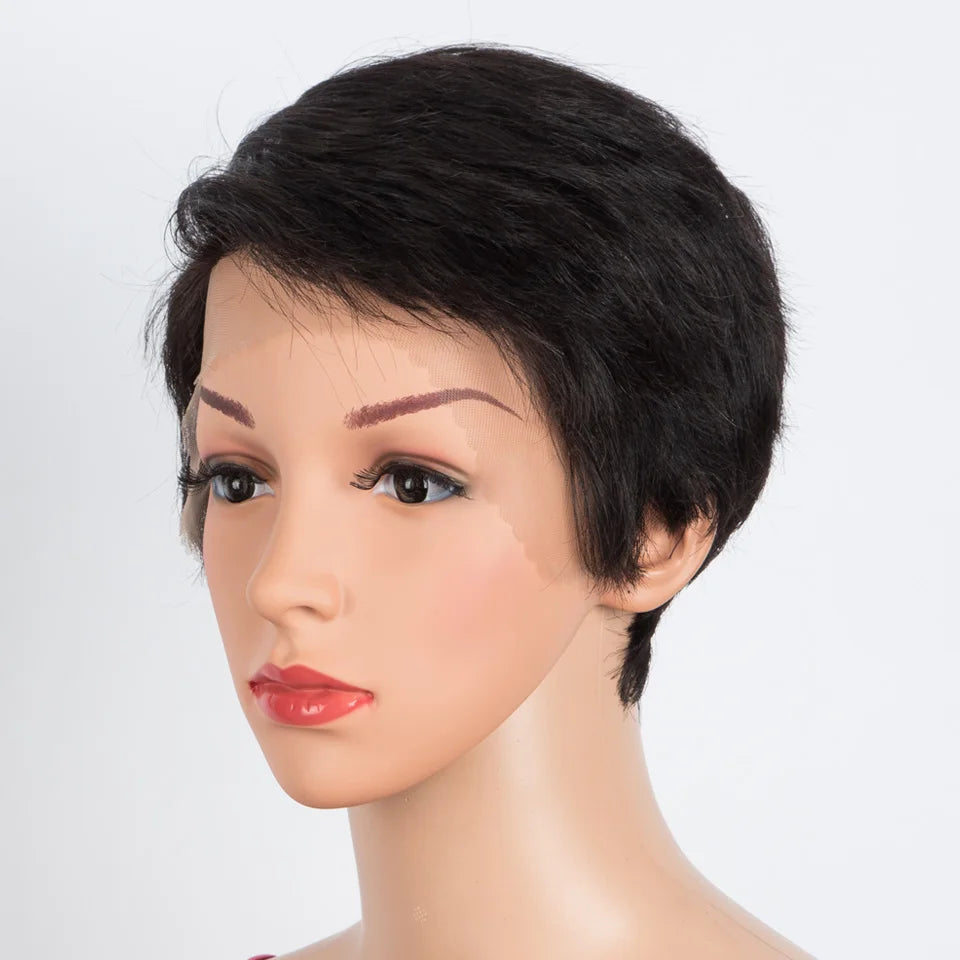 Trueme Short Pixie Cut Lace Wig Colored Brazilian Lace Front Human Hair Wigs Ombre Blonde Brown Part Lace Human Wigs For Women