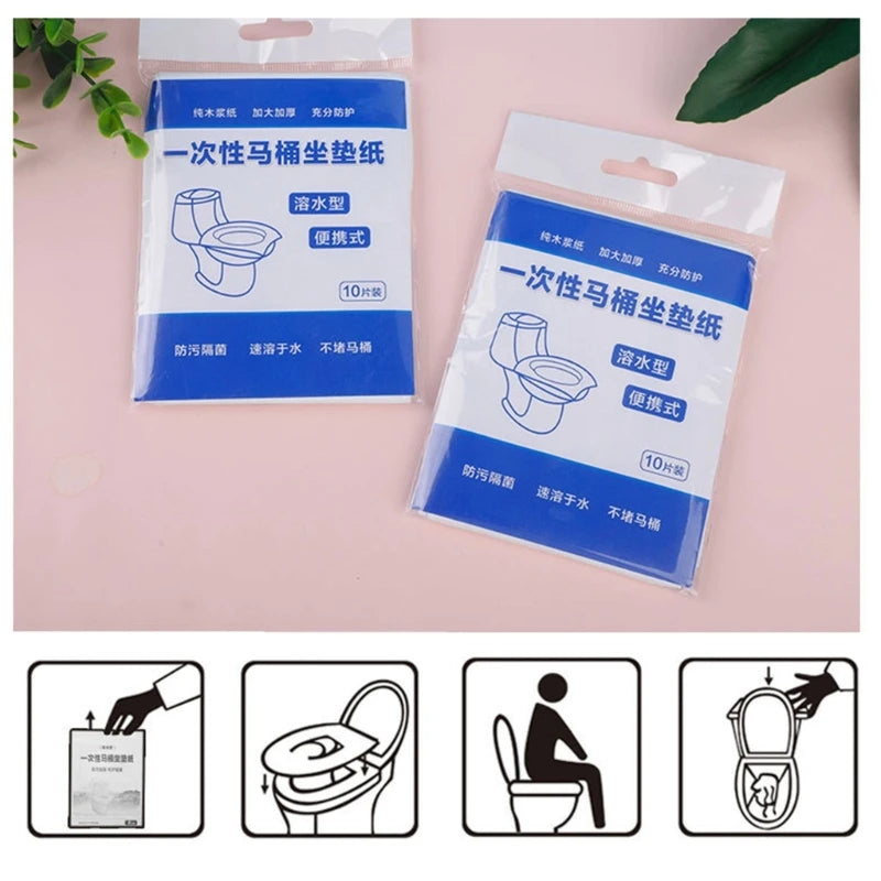 Portable Toilet Covers Disposable for Travel Camping Hotel Bathroom Toilets Paper Flushable Water