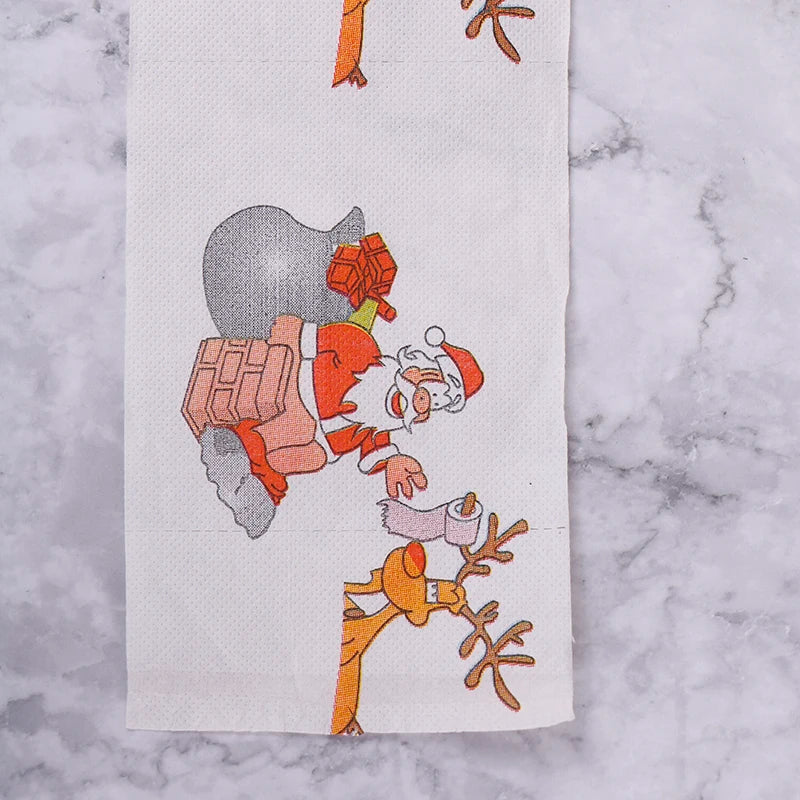 1pc Christmas Table Napkin Home Santa Claus Bath Toilet Roll Paper Xmas Decor Tissue