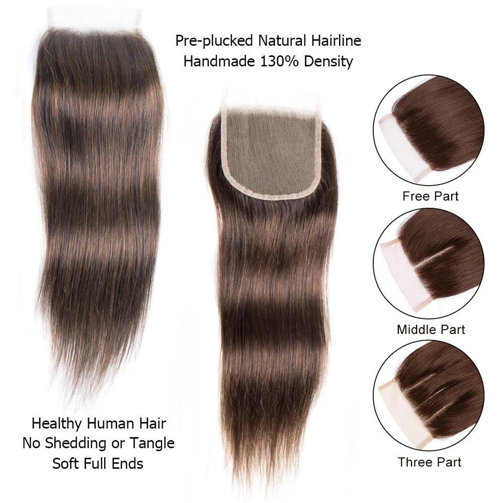 4x4 Transparent Lace Closure Straight Remy Human Hair 1B30 Ombre Auburn Hightlight 27 Honey Blonde Dark Brown Black Color 613