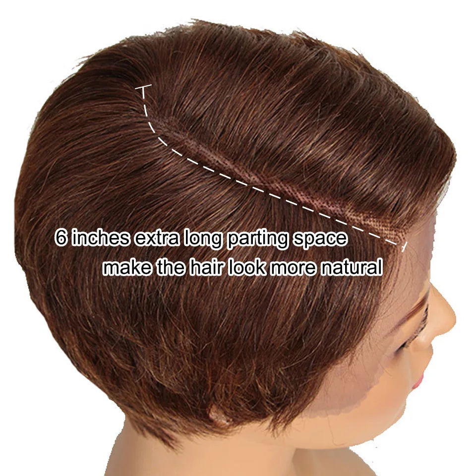 Trueme Short Pixie Cut Lace Wig Colored Brazilian Lace Front Human Hair Wigs Ombre Blonde Brown Part Lace Human Wigs For Women