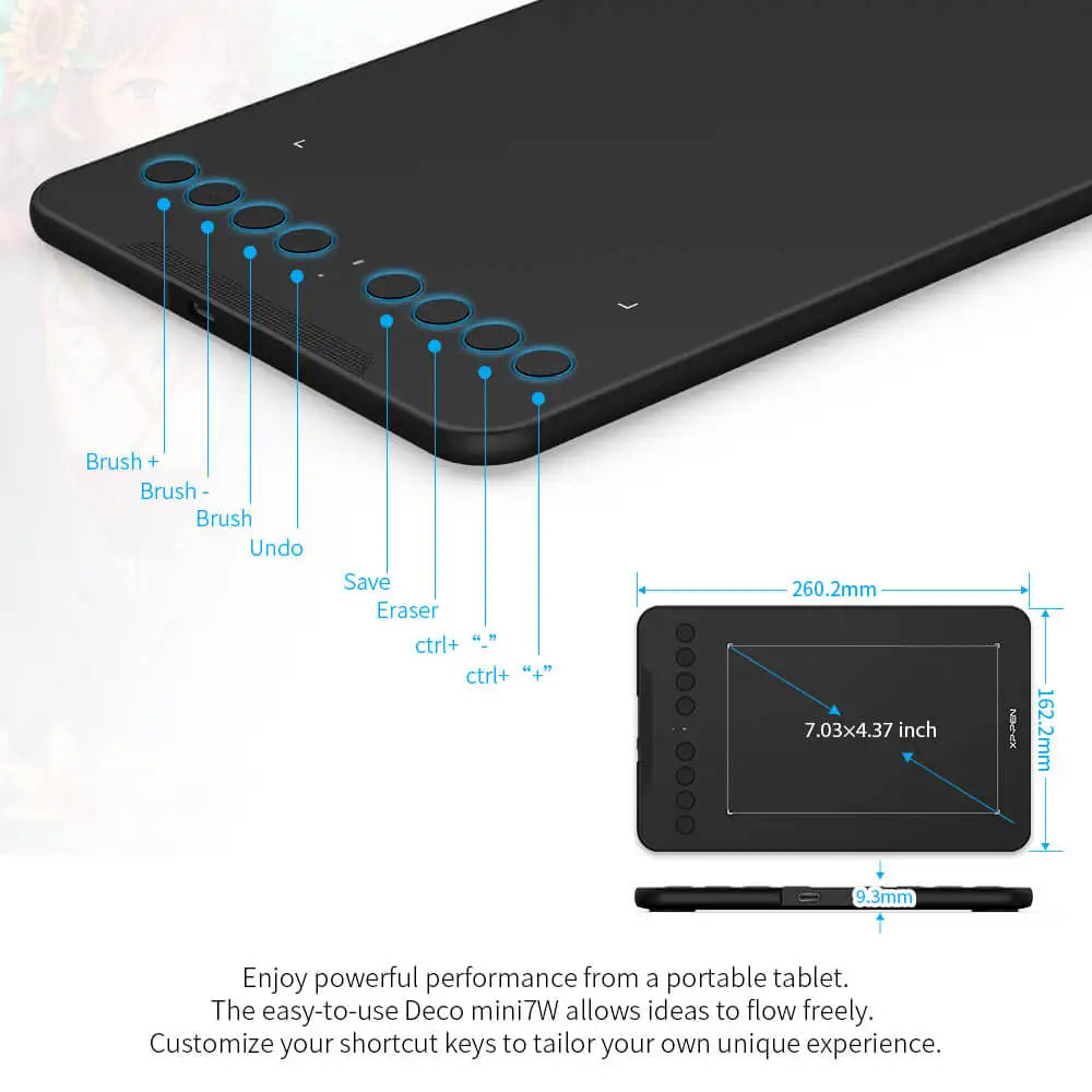 XPPen Deco Mini7W Wireless Drawing Tablet 7*4 Inch Graphics Tablet With 60 Tilt 8192 Levels for Windows Mac Android Art Design